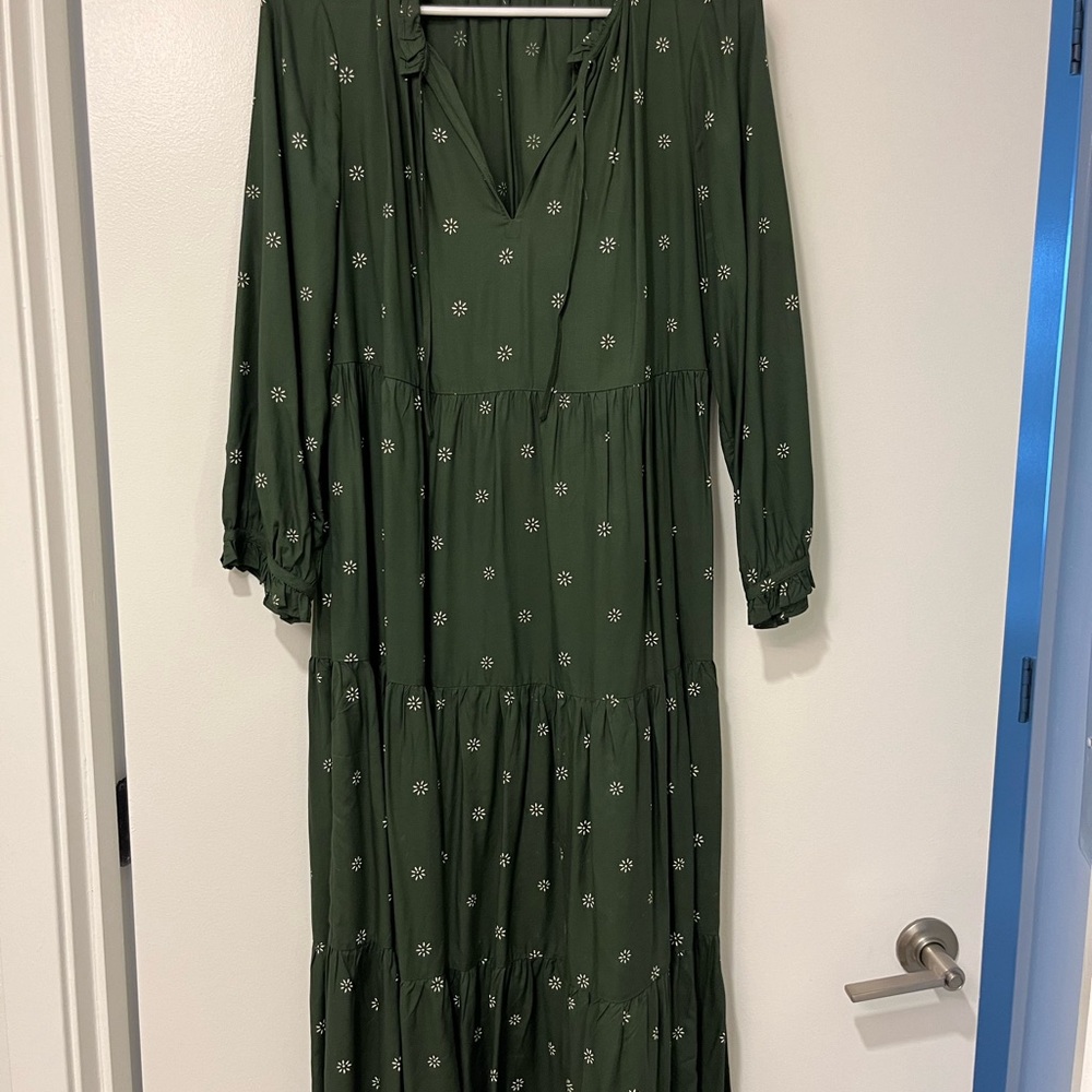 Madewell Green Floral Maxi Dress